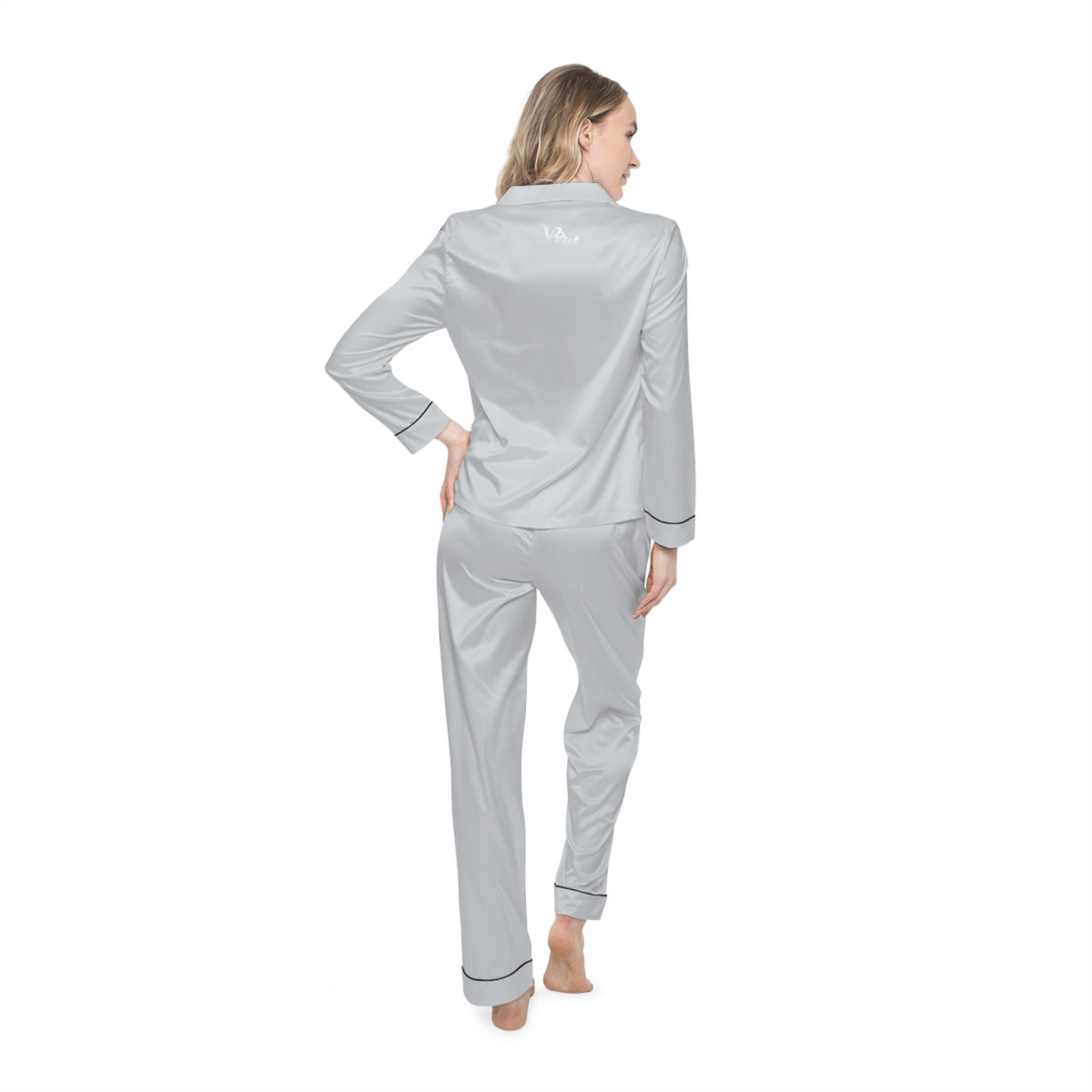 VibraMist™ Women's Satin Pajama Set | Notch Collar & Drawstring Waist