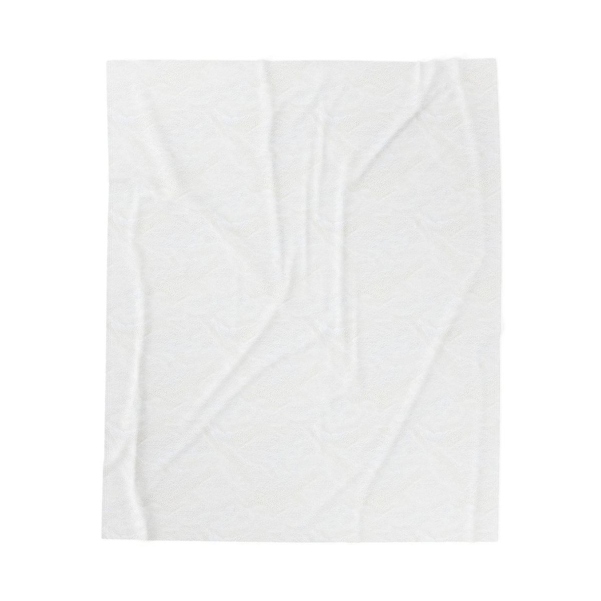 A white textured fabric towel or blanket with a subtle embossed floral pattern, shown flat against a solid white background.